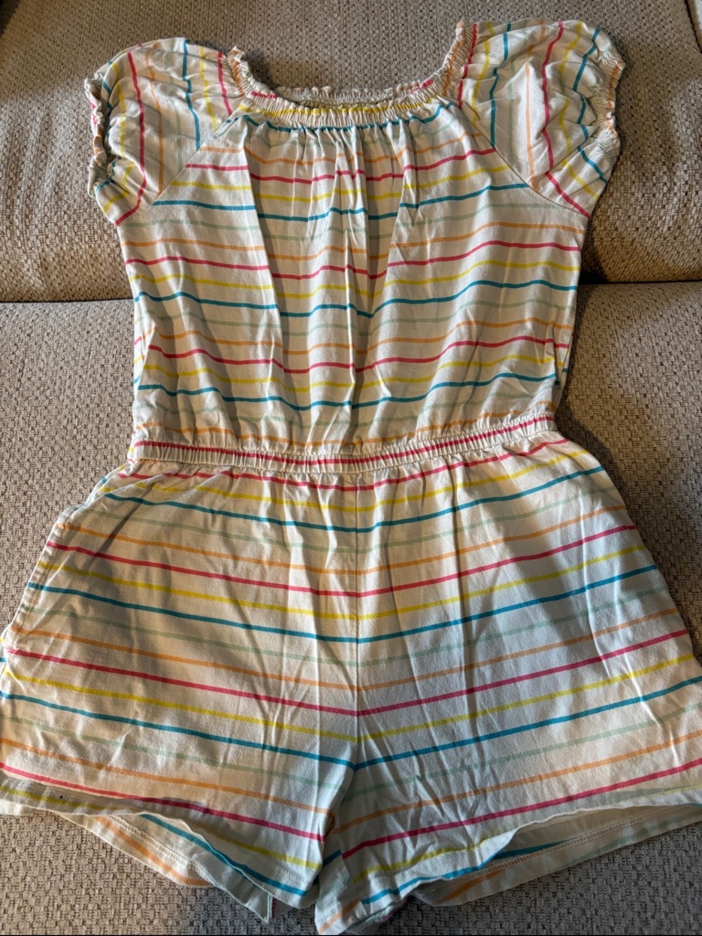 Old Navy Girls' Cream Multicolor Striped Romper